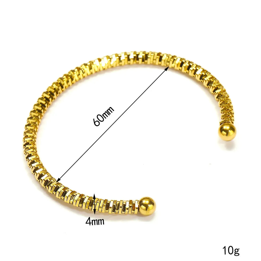 18k Gold Plated Stainless Steel Geometric Open Cuff Bracelet Women Vintage Jewelry