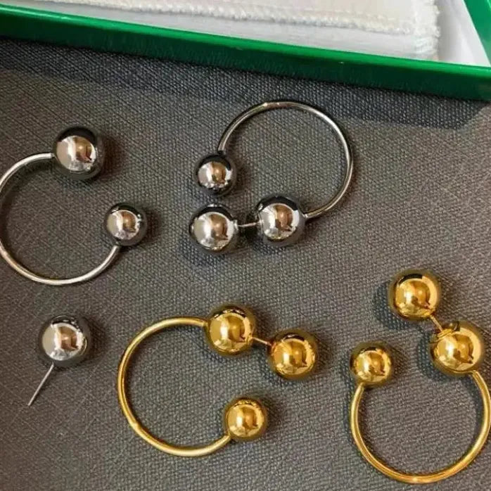 Trendy Smooth Ball Pendant Drop Earrings for Women Creative Y2K Design