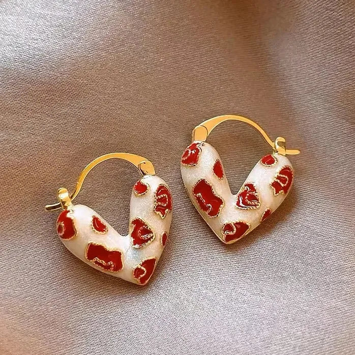 Vintage Black Enamel Drip Glaze Copper Hoop Earrings for Women Trendy Gift Jewelry