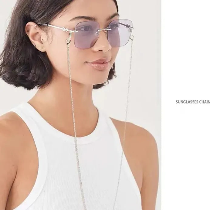 Silver Sparkling Zinc Alloy Geometric Glasses Chain Anti-Falling Cord Gift