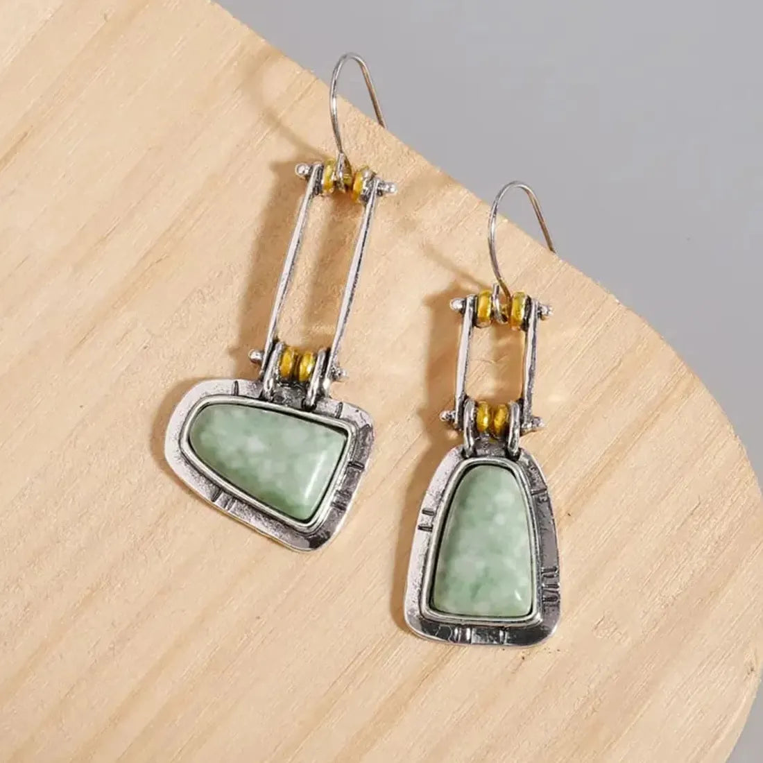 Bohemian Ethnic Faux Turquoise Teardrop Earrings Women Semi-Precious Stone Jewelry