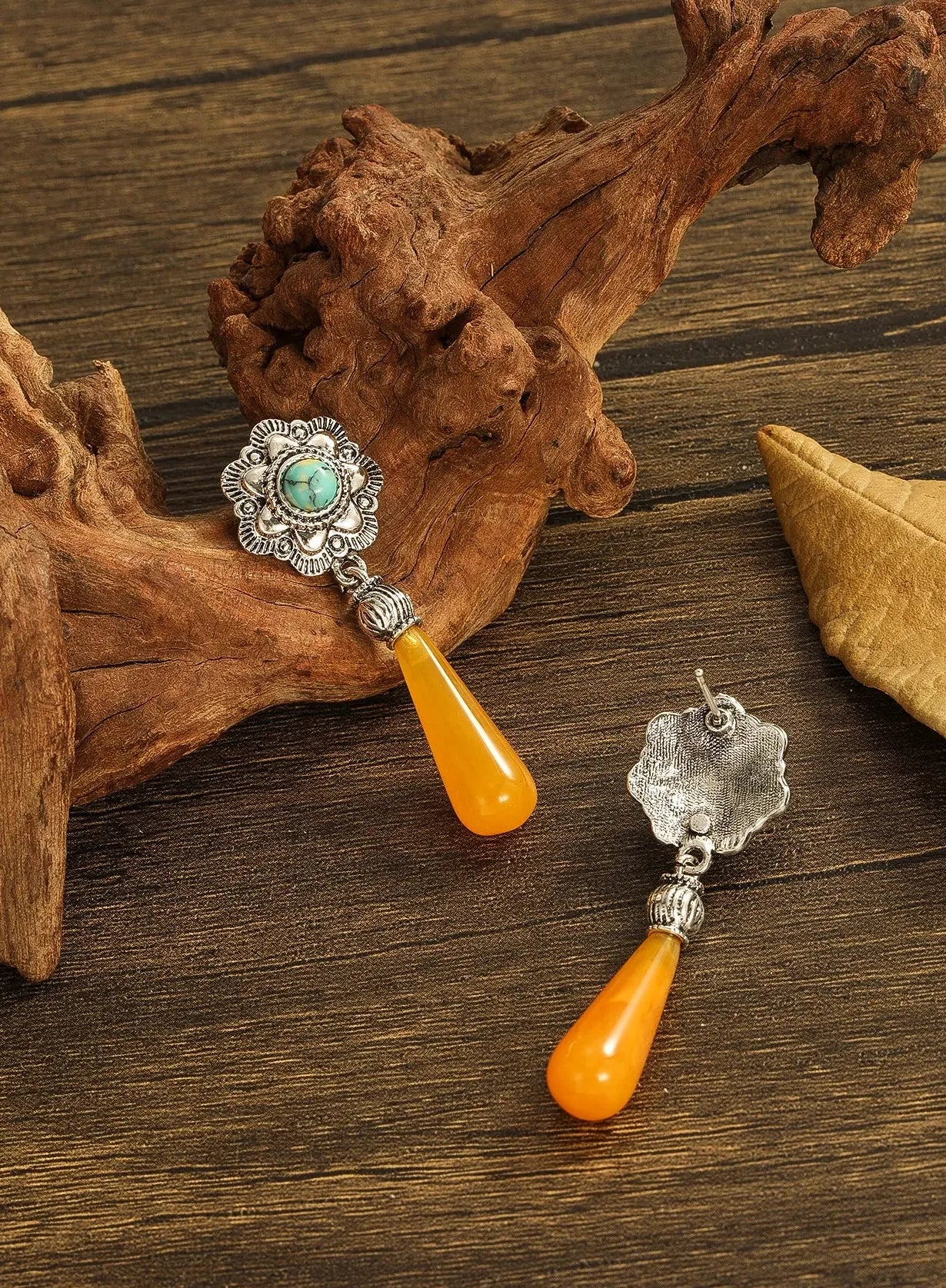 Vintage Bohemian Zinc Alloy Teardrop Earrings Colorful Long Pendant Gift
