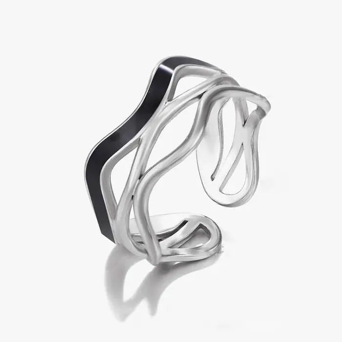 Adjustable Geometric Titanium Steel Ring for Women Wedding Gift Jewelry Accessory