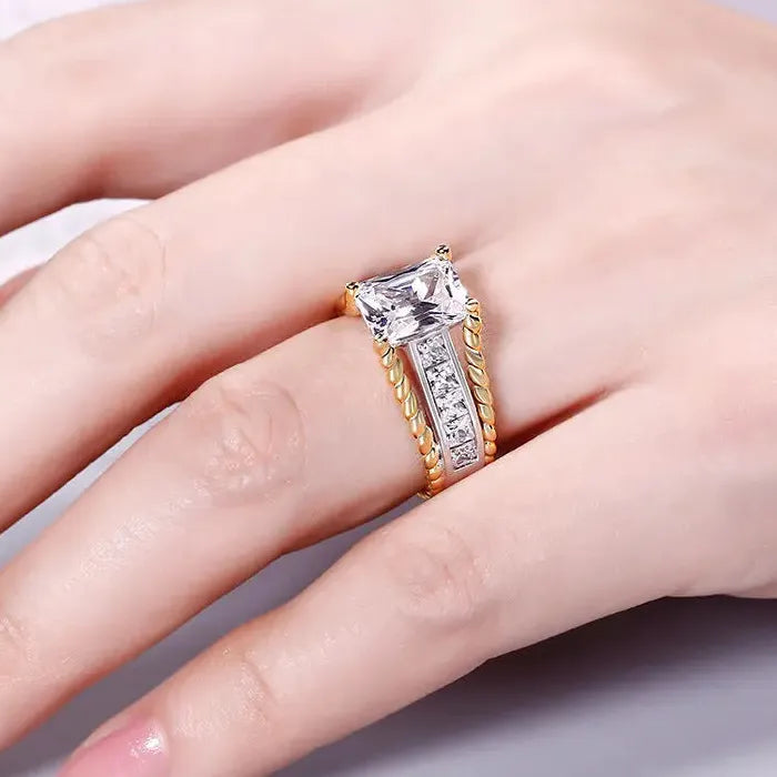 Creative Simple Zinc Alloy and Glass Fashion Ring for Women European American Style