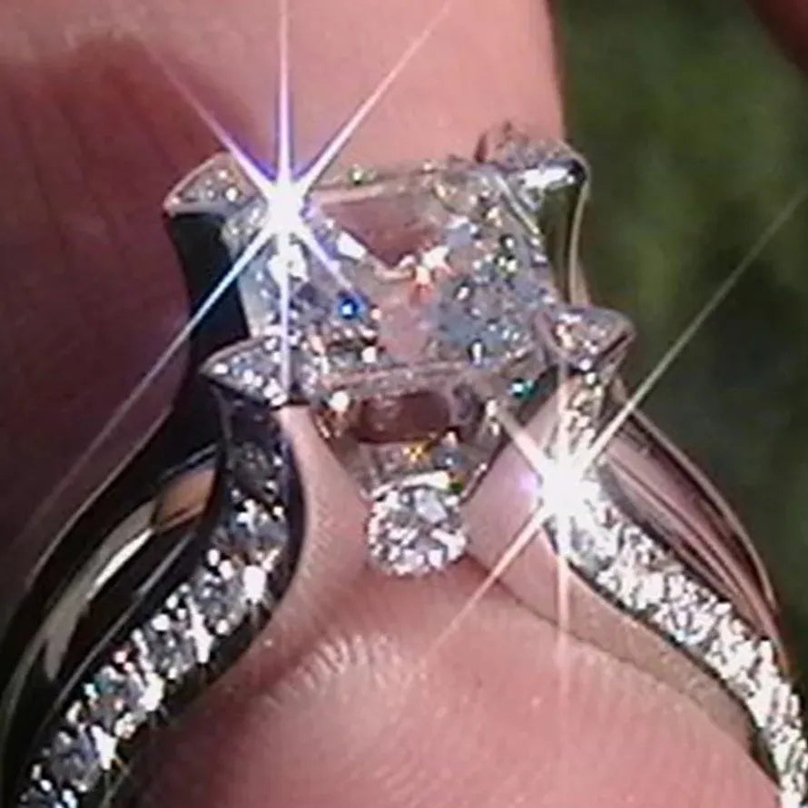 Fashion Copper Wedding Ring for Women Micro Paved Zircon Engagement Jewelry