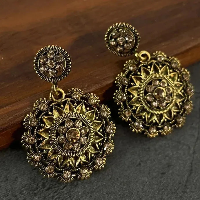 Plated Sunflower Drop Earrings Zinc Alloy Boho Vintage Luxury for Women
