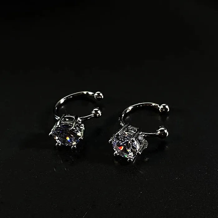 2026 Zircon Geometric Clip Earrings for Women Zinc Alloy No Piercing