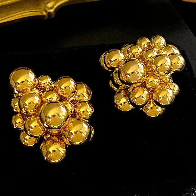 Vintage Geometric Zinc Alloy Metal Ball Stud Earrings for Women Girls 2026