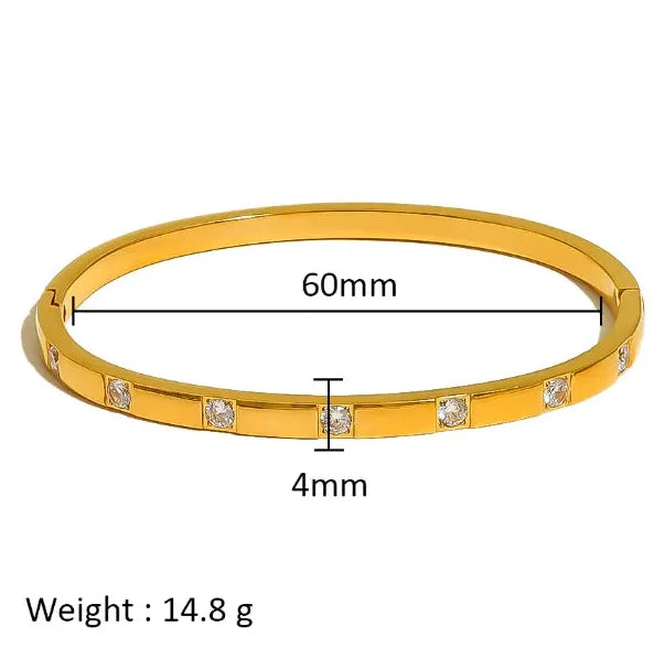 Waterproof Stainless Steel Multicolor Crystal Zirconia CZ Bangle Bracelet Women