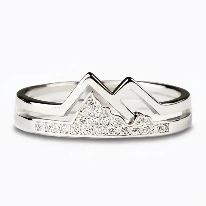 Geometric Mountain Ring with Sparkling Cubic Zirconia for Women Gift