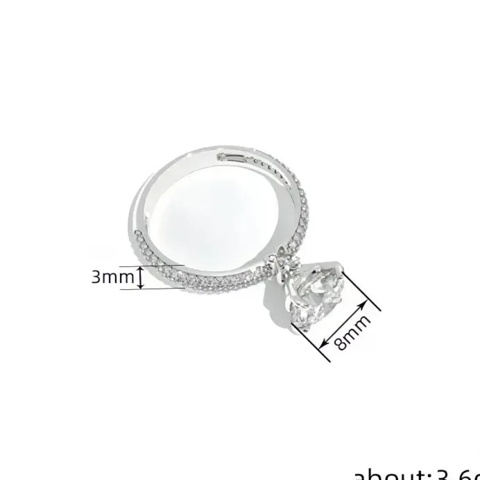 Elegant Brass Cubic Zirconia Cocktail Ring Women Wedding Band