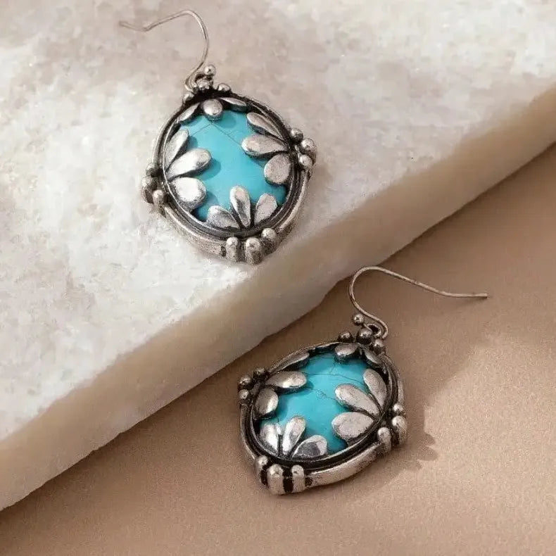 Vintage Copper Water Drop Earrings with Imitation Stone for Brides Wedding Jewelry