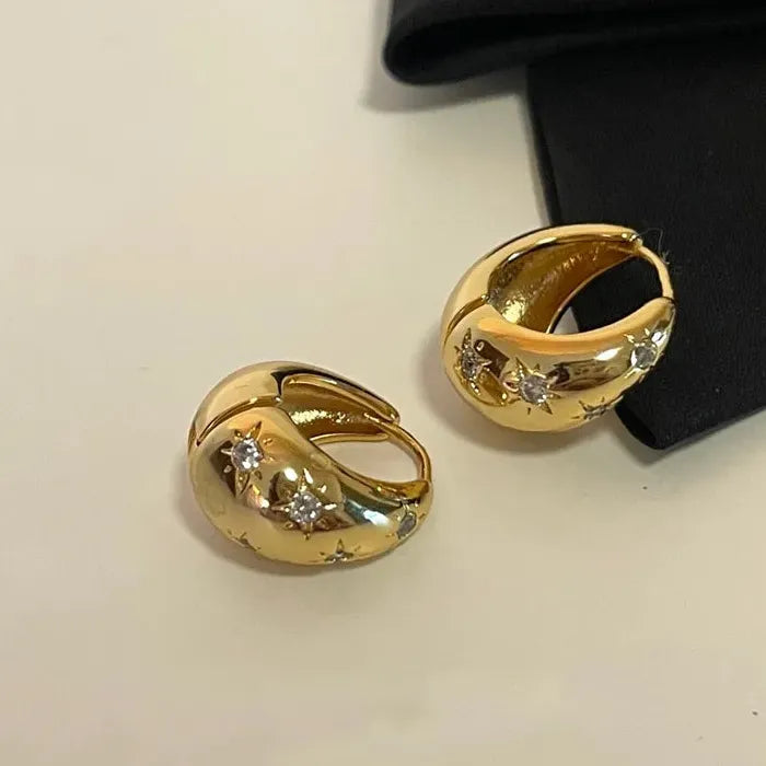 Stainless Steel Star Drop Hoop Earrings Chunky Punk Y2K Jewelry for Women