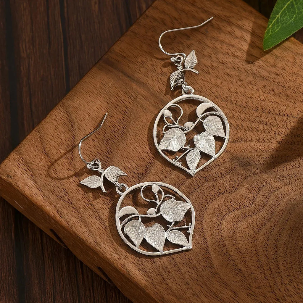 Vintage Women's Leaf Petal Pendant Drop Earrings Copper Fashion Jewelry Gift