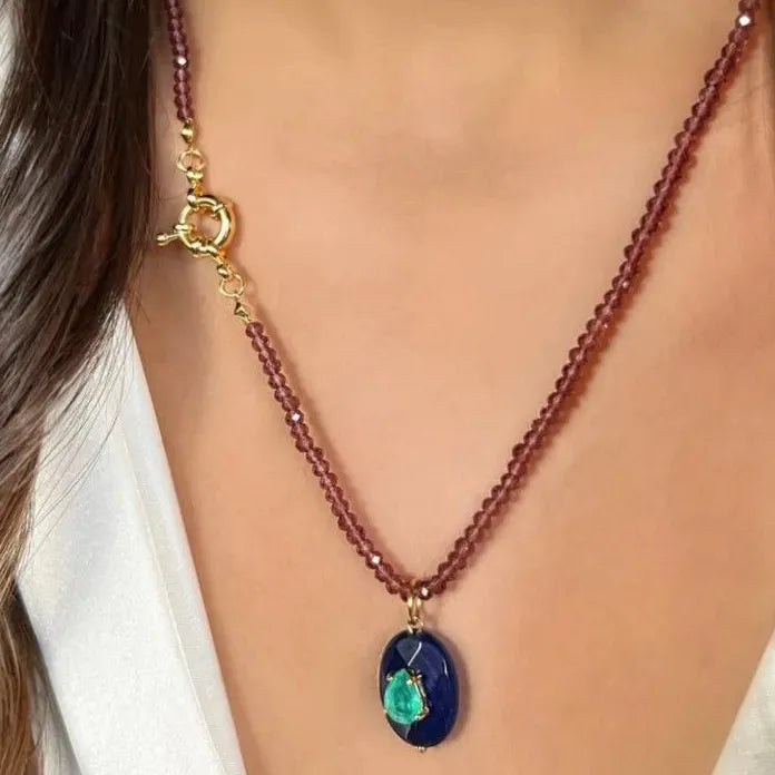 Handmade Multi Colored Bead Zircon Crystal Choker Necklace Boho Gift Jewelry