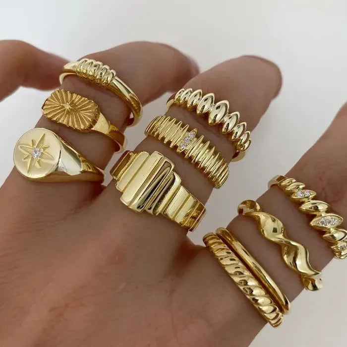 10Pcs Vintage Octagram Star Rings Set for Women Gifts 2026 Stylish Jewelry