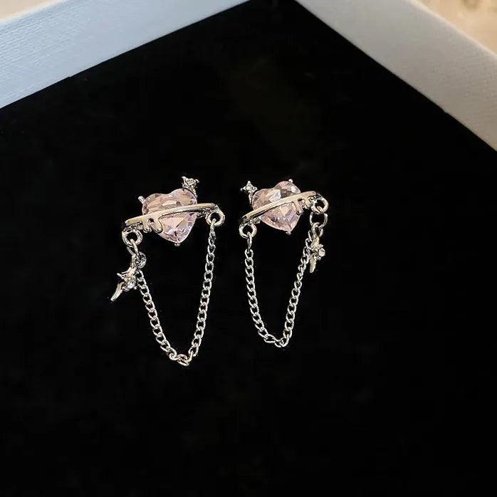Luxury Crystal Flower Neo-Gothic Stud Earrings Stainless Steel Women Jewelry Gift