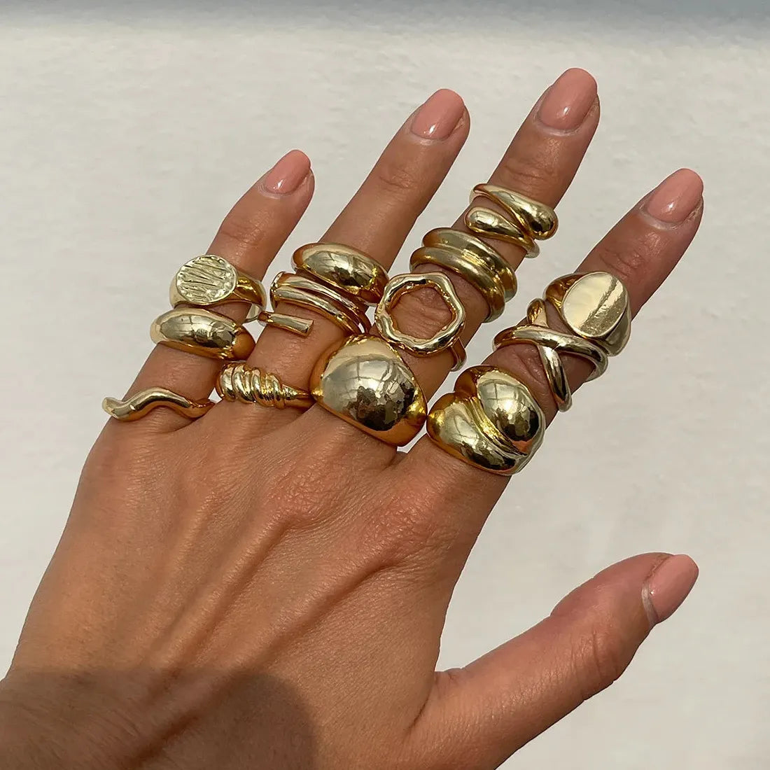 14Pcs Vintage Silver Punk Hiphop Metal Knuckle Rings Geometric Design for Women Men