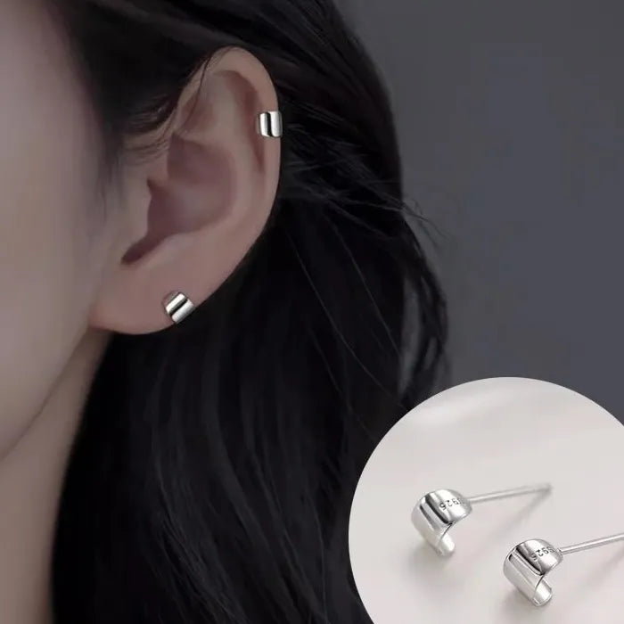 Rainbow Zircon Geometric Hoop Earrings Stainless Steel for Women