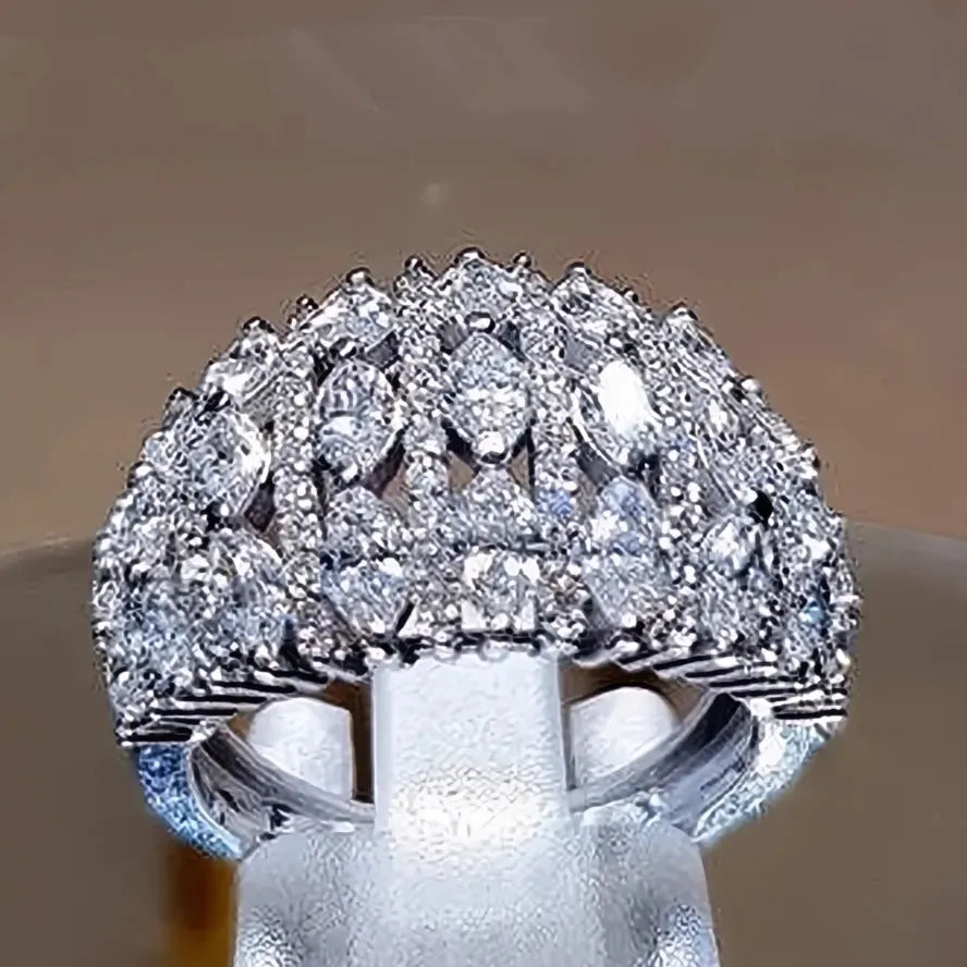 Bridal Wedding Rings for Women Full Paved Shiny CZ Stone Silver Color Fashion Luxury Jewelry