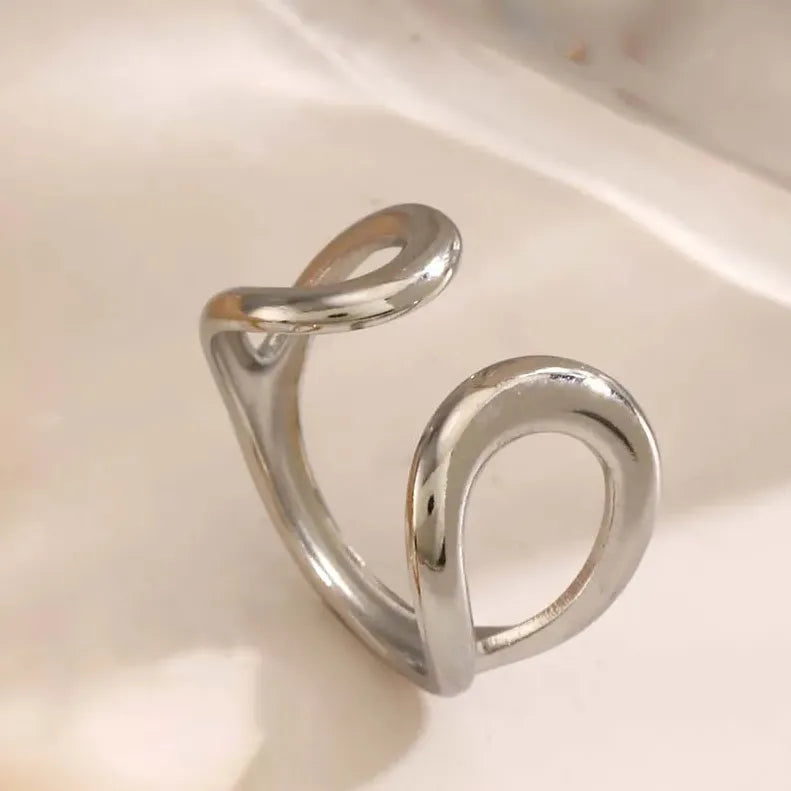 Stainless Steel Geometric Wide Cross Cocktail Ring for Women Men Fashion Jewelry