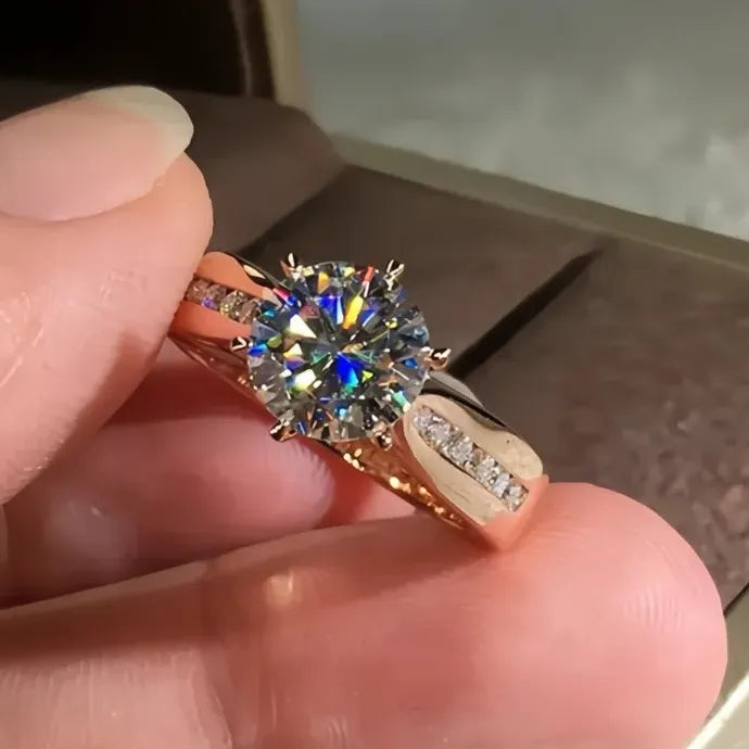 6 Claws Cubic Zirconia Cocktail Ring Brass Wedding Jewelry for Women
