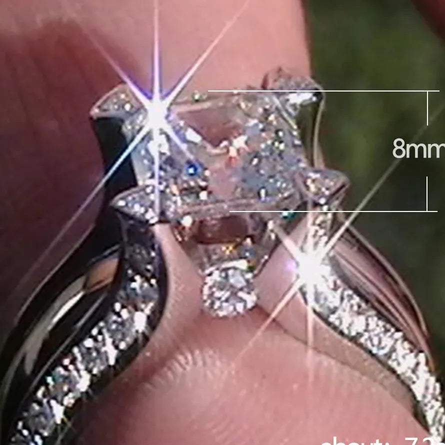 Fashion Copper Wedding Ring for Women Micro Paved Zircon Engagement Jewelry