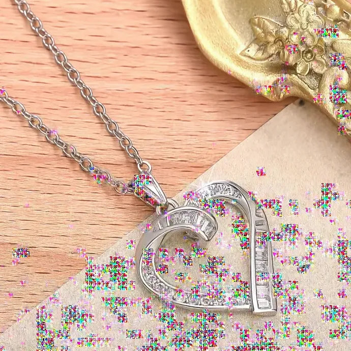 Heart Necklace with Cubic Zirconia Silver Bridal Wedding Jewelry Copper Alloy