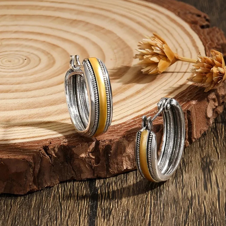 Gold Color Hoop Earrings for Women Zinc Alloy Simple Daily Fashion Jewelry