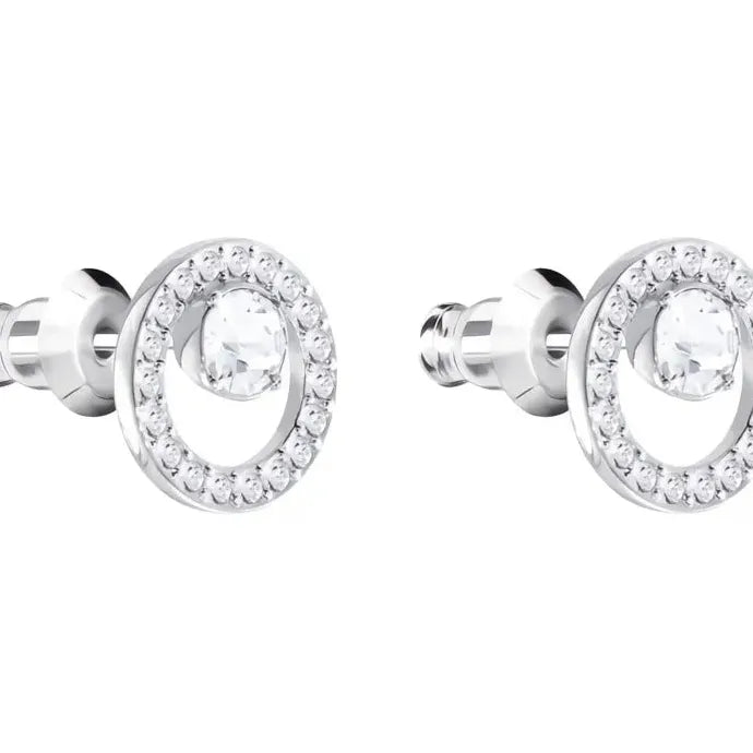 Circle Stud Earrings for Women Copper Alloy Shiny Cubic Zirconia Jewelry