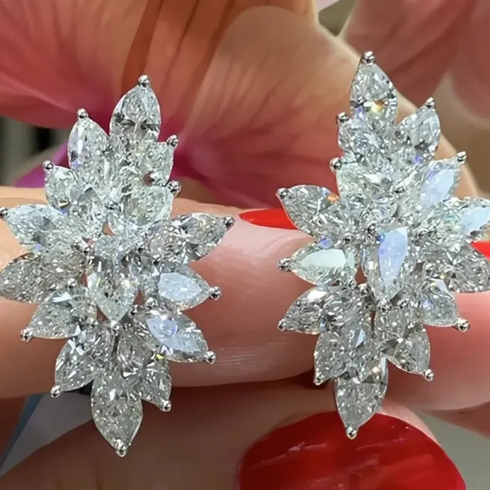 Geometric CZ Hoop Earrings for Women Wedding Party Elegant Jewelry