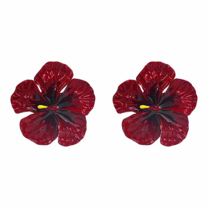 Large Floral Zinc Alloy Drop Earrings for Women Dangle Jewelry Gift