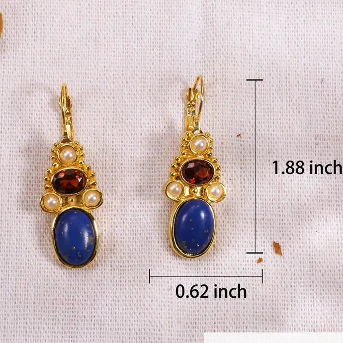 Vintage Drop Earrings Zinc Alloy Synthetic Gem Statement Jewelry for Women