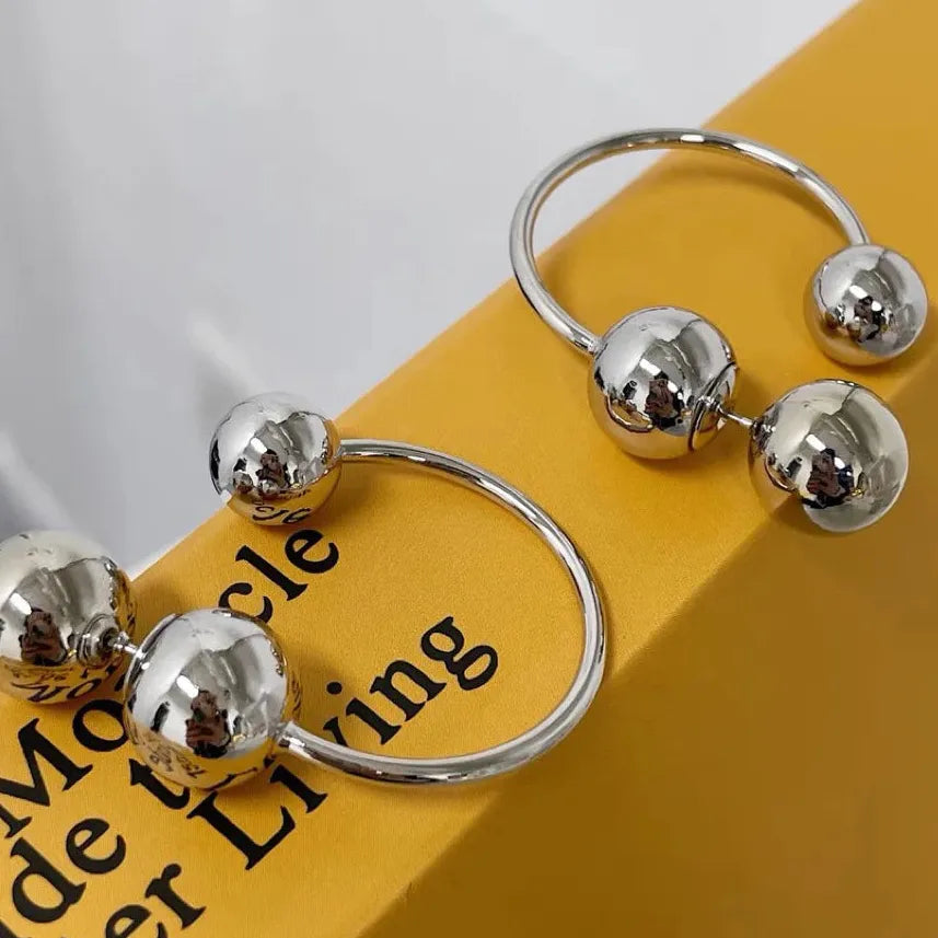 Trendy Smooth Ball Pendant Drop Earrings for Women Creative Y2K Design