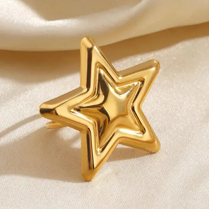 Unisex Stainless Steel Large Five-Pointed Star Ring Minimalist Jewelry Accessory