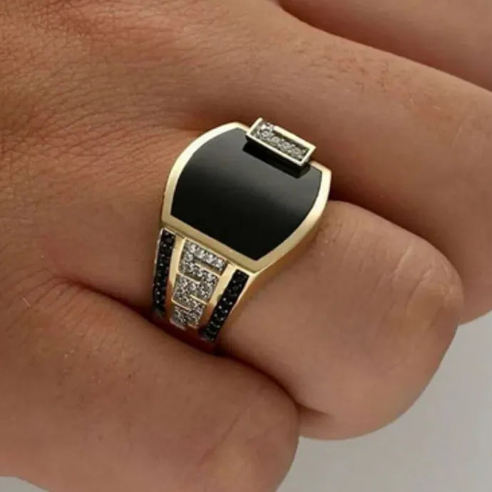 Classic Men's Gold Color Metal Ring Zinc Alloy Punk Engagement Wedding Jewelry
