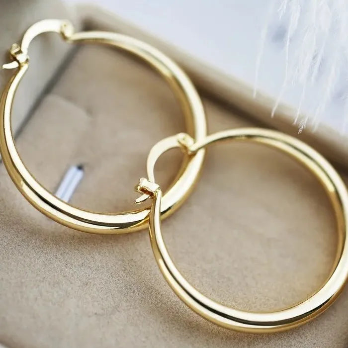 Silver Big Circle Round Hoop Earrings for Women Zinc Alloy Christmas Jewelry