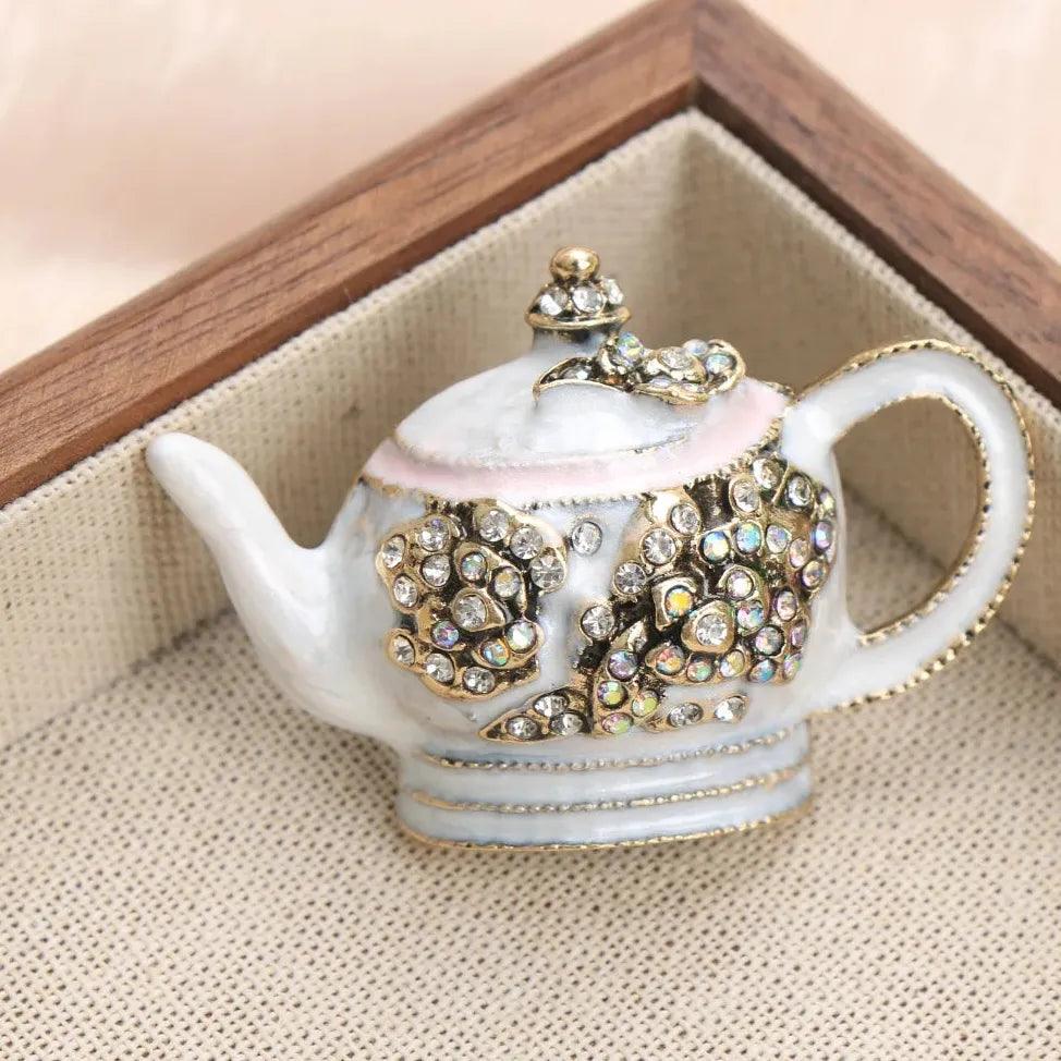 Luxury Beauty Teapot Brooch Pin Classic Style Gift for Women Men