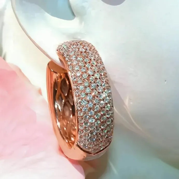 Rose Gold Geometric Hoop Earrings Micro Pave CZ Copper Alloy Jewelry Gift