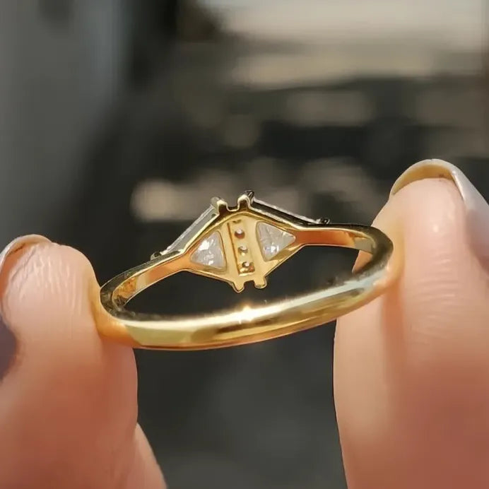 Elegant Triangle Cubic Zirconia Women’s Gold Color Wedding Band Ring