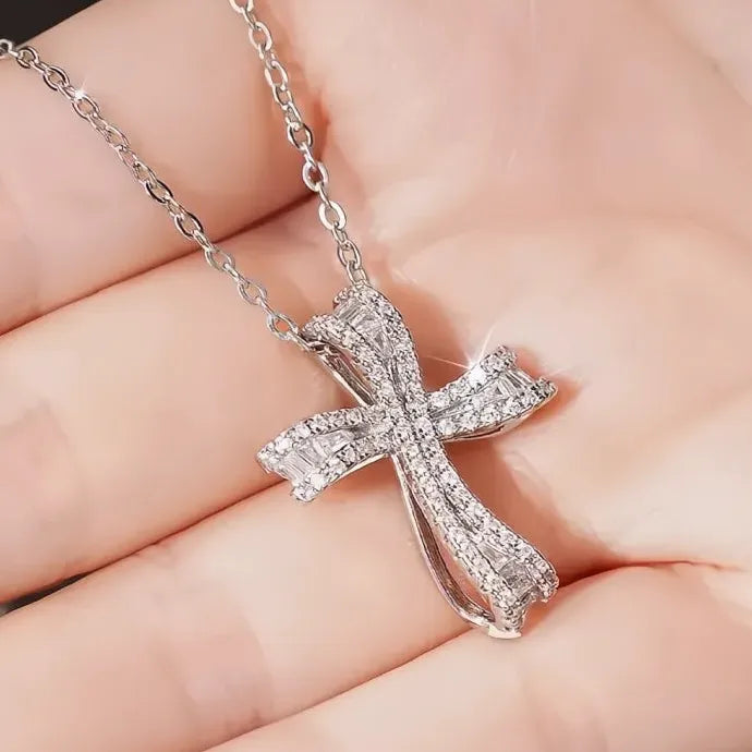 Geometric Bowknot Pendant Necklace for Women Wedding Party Copper CZ Jewelry