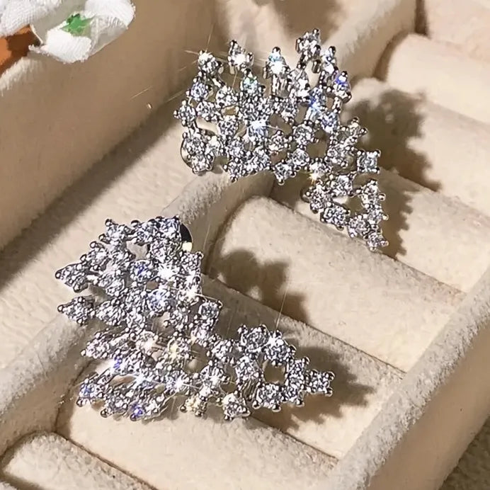 Geometric Cubic Zirconia Stud Earrings for Women Elegant Wedding Jewelry