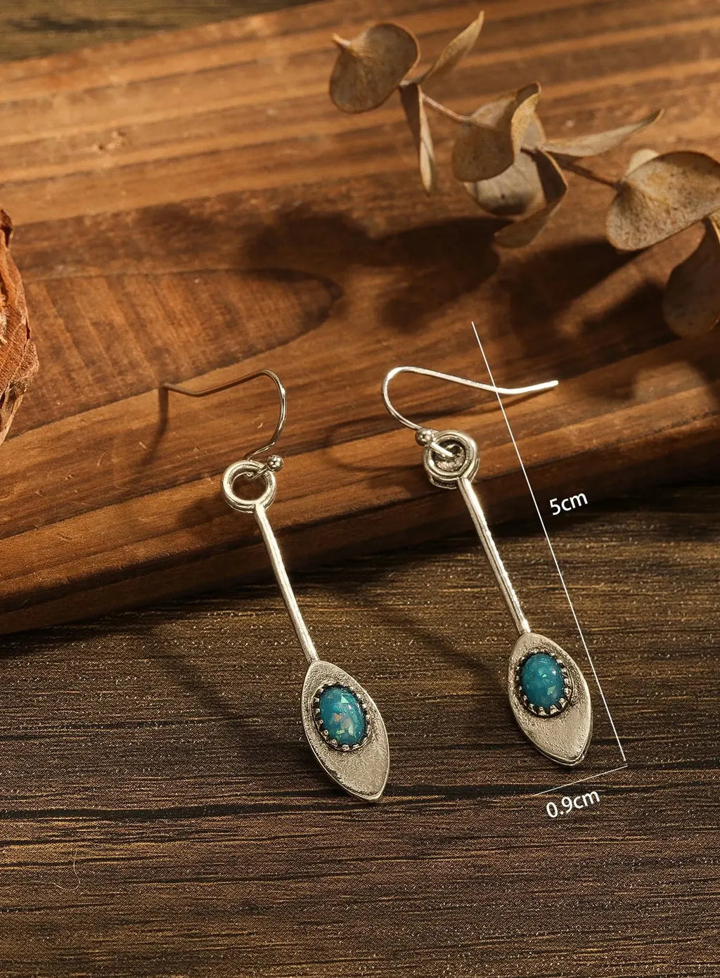 Retro Deep Blue Water Drop Earrings Zinc Alloy Metal Pendant Jewelry