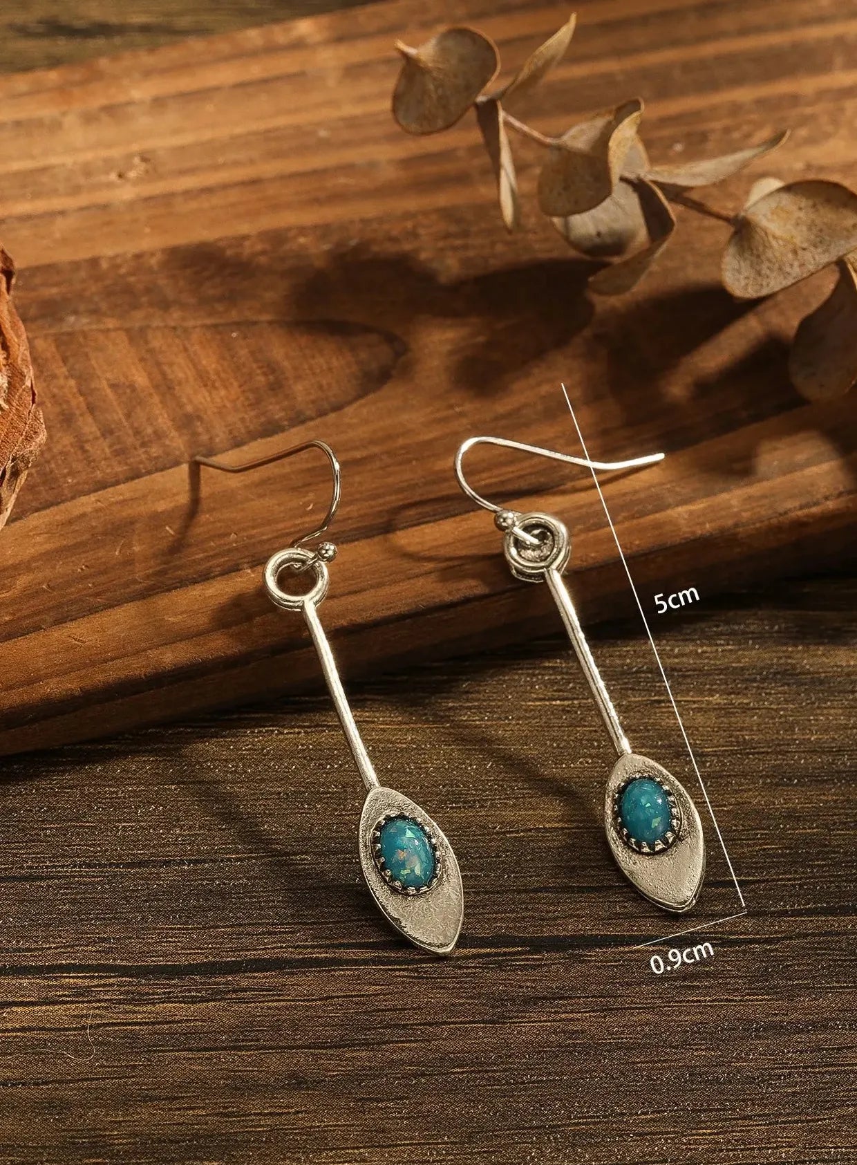 Retro Deep Blue Water Drop Earrings Zinc Alloy Metal Pendant Jewelry