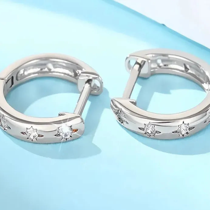 Star Hoop Earrings for Women with Sparkling Cubic Zirconia Jewelry