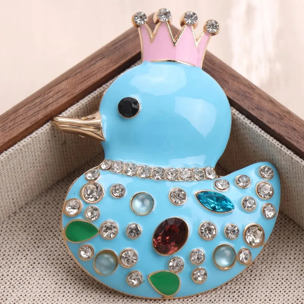 Luxury Crown Duck Brooch Wedding Gift for Women Elegant Classic Style