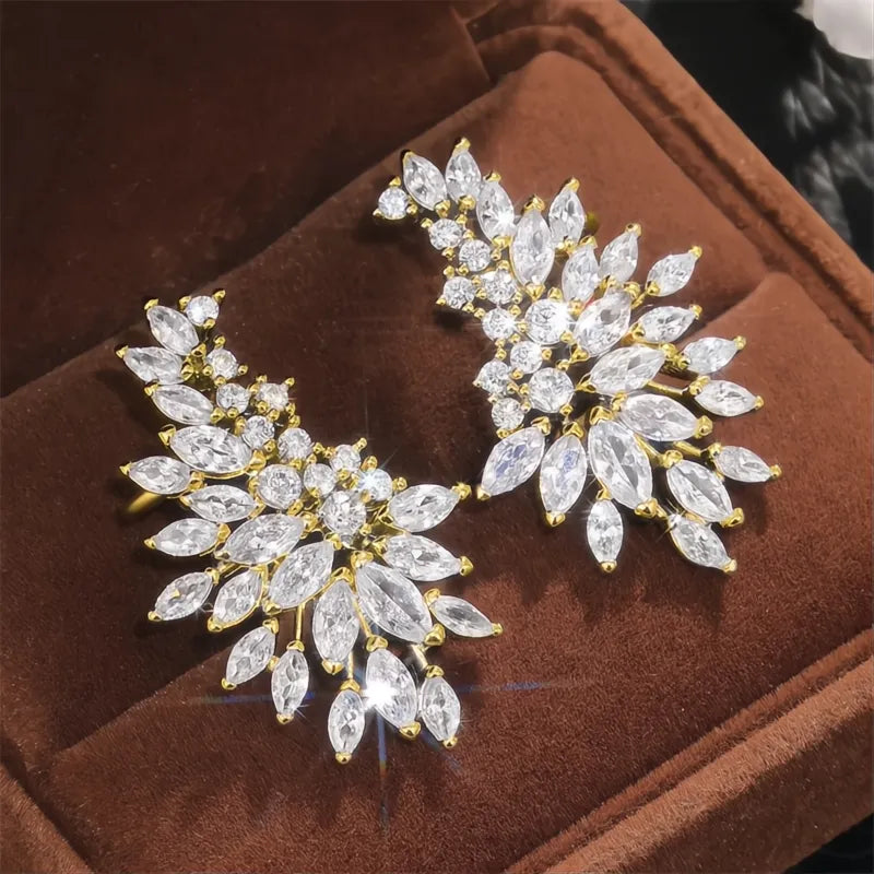 Sparkling Cubic Zirconia Stud Earrings for Women Wedding Party Fashion Jewelry Accessories