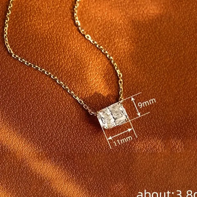 Elegant Minimalist Geometric Pendant Necklace with Cubic Zirconia for Women