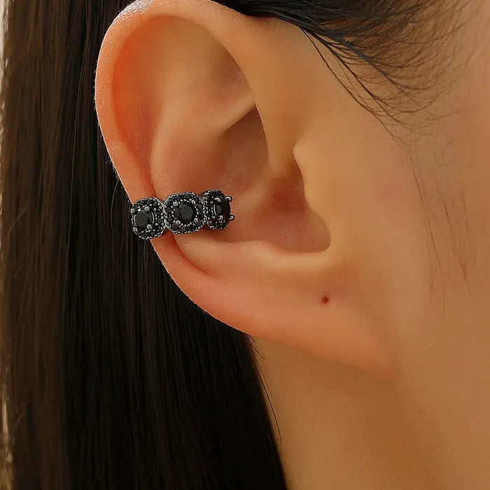 Vintage Punk Hip Hop Clip Earrings Zinc Alloy Rhinestone Gift