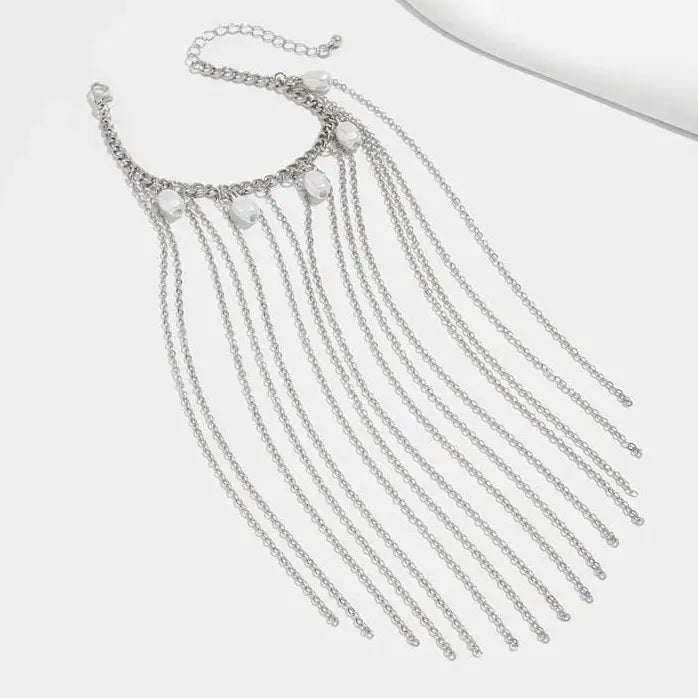 Imitation Pearl Long Tassel Hand Chain Bracelet Women Metal Charm Jewelry Gift